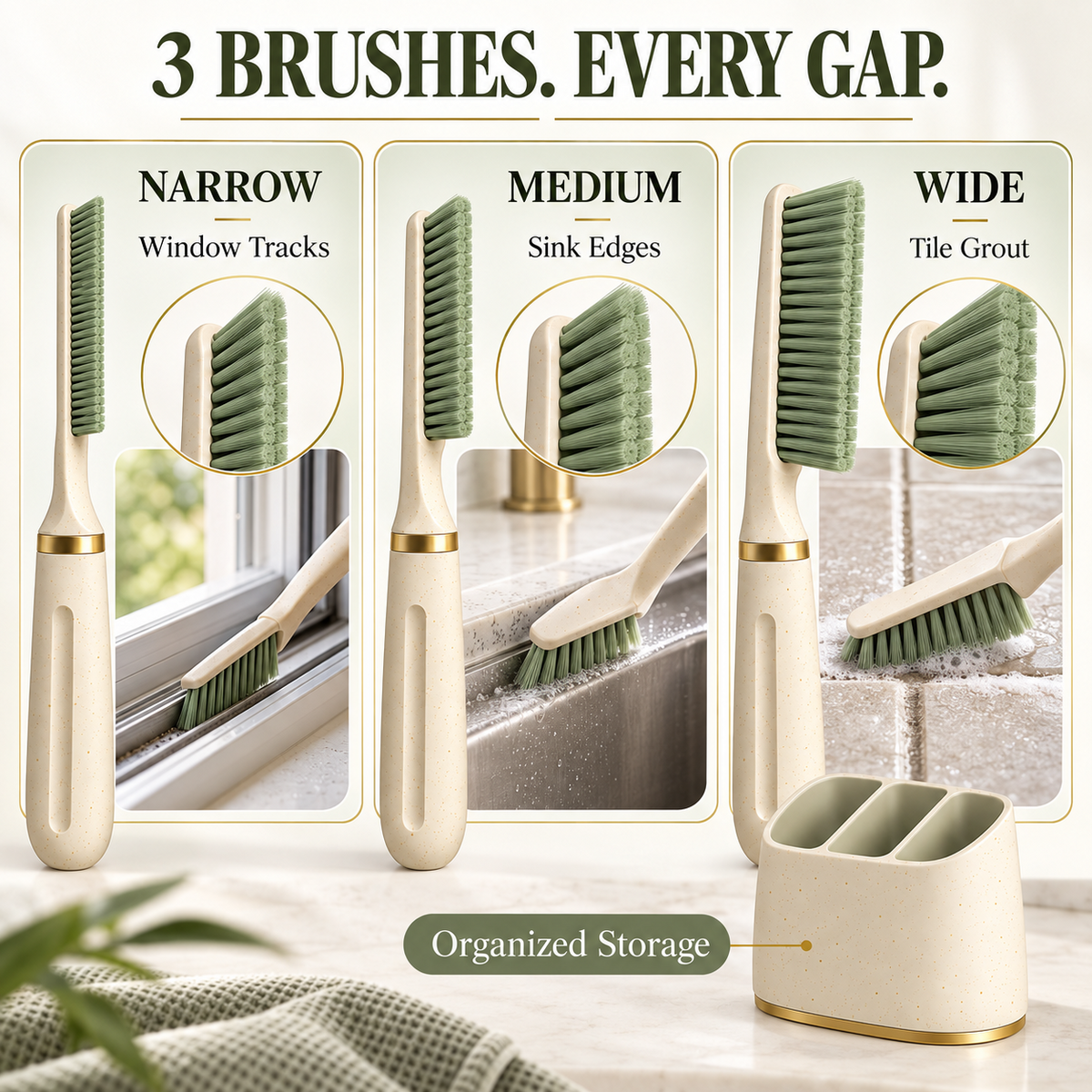 3-in-1 Kitchen Gap Cleaning Brush Set – Deep Clean Every Hidden Corner