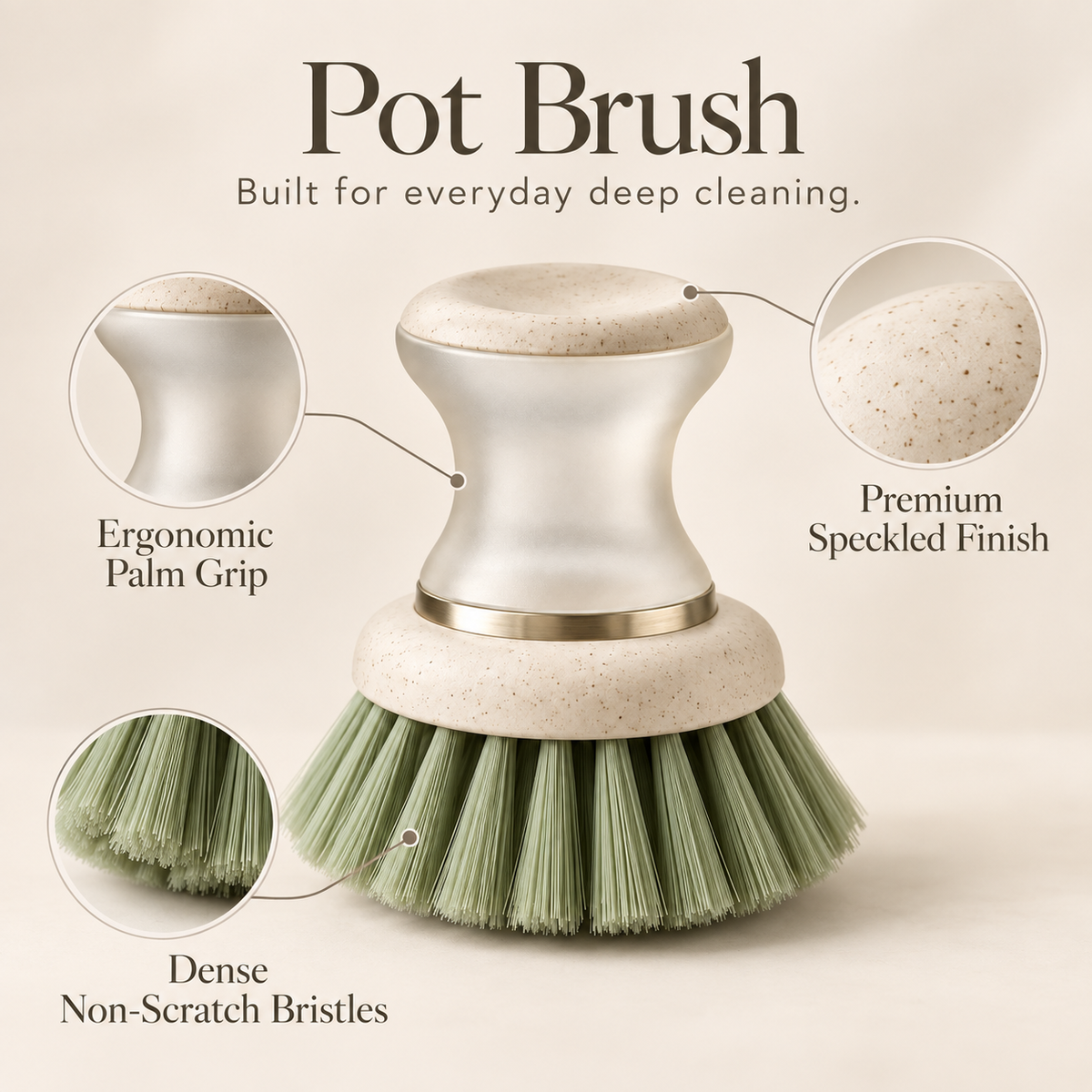 Modern Dish Brush With Replaceable Head – Elegant Kitchen Cleaning Tool