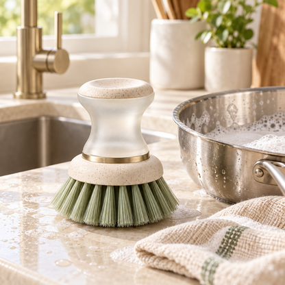 Modern Dish Brush With Replaceable Head – Elegant Kitchen Cleaning Tool