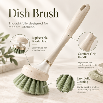 Modern Dish Brush With Replaceable Head – Elegant Kitchen Cleaning Tool