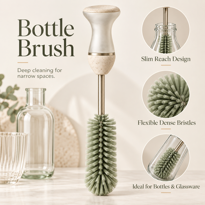 Long Reach Bottle Brush – Deep Cleaning Brush For Glass & Kitchen Containers