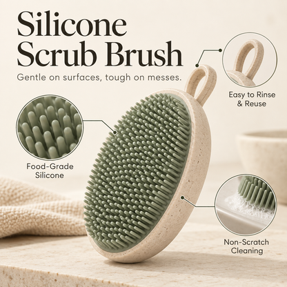 Premium Silicone Scrub Brush – Gentle Deep Cleaning Kitchen Essential