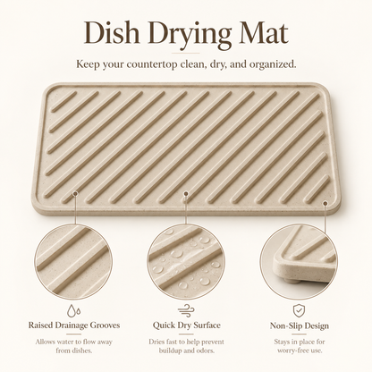 Premium Dish Drying Mat – Minimal Kitchen Drainage Pad